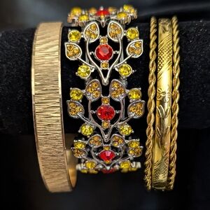 #38. Set Of Vintage Bracelets. 2 Bangles 1 Stretch